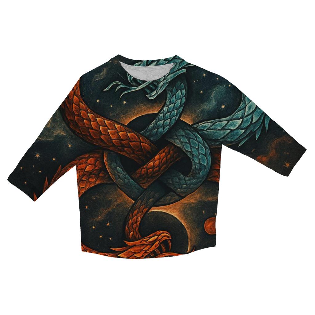 Binary Ouroboros Twin Souls designer 3/4 sleeve blouses
