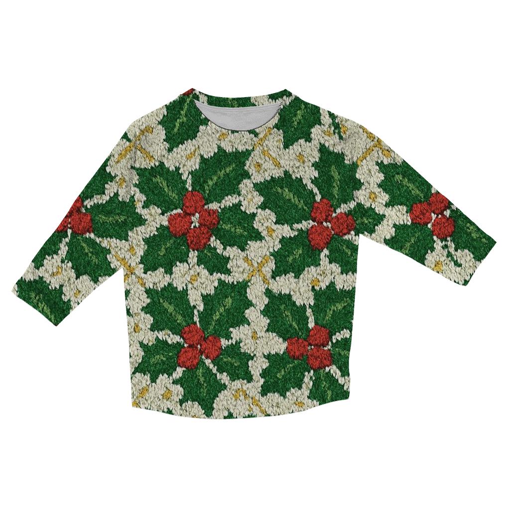Holly Berry Dot Matrix Design stylish quarter sleeve tops