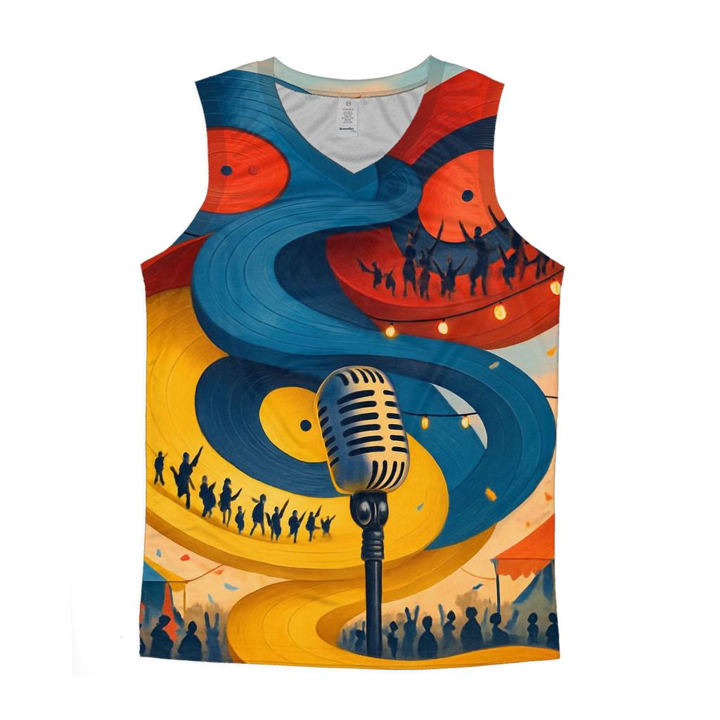Vinyl Spiral Festival graphic print tank tops