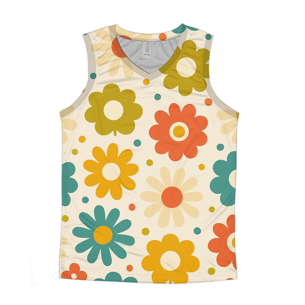 Mod Flower Grid trendy fitted tank tops