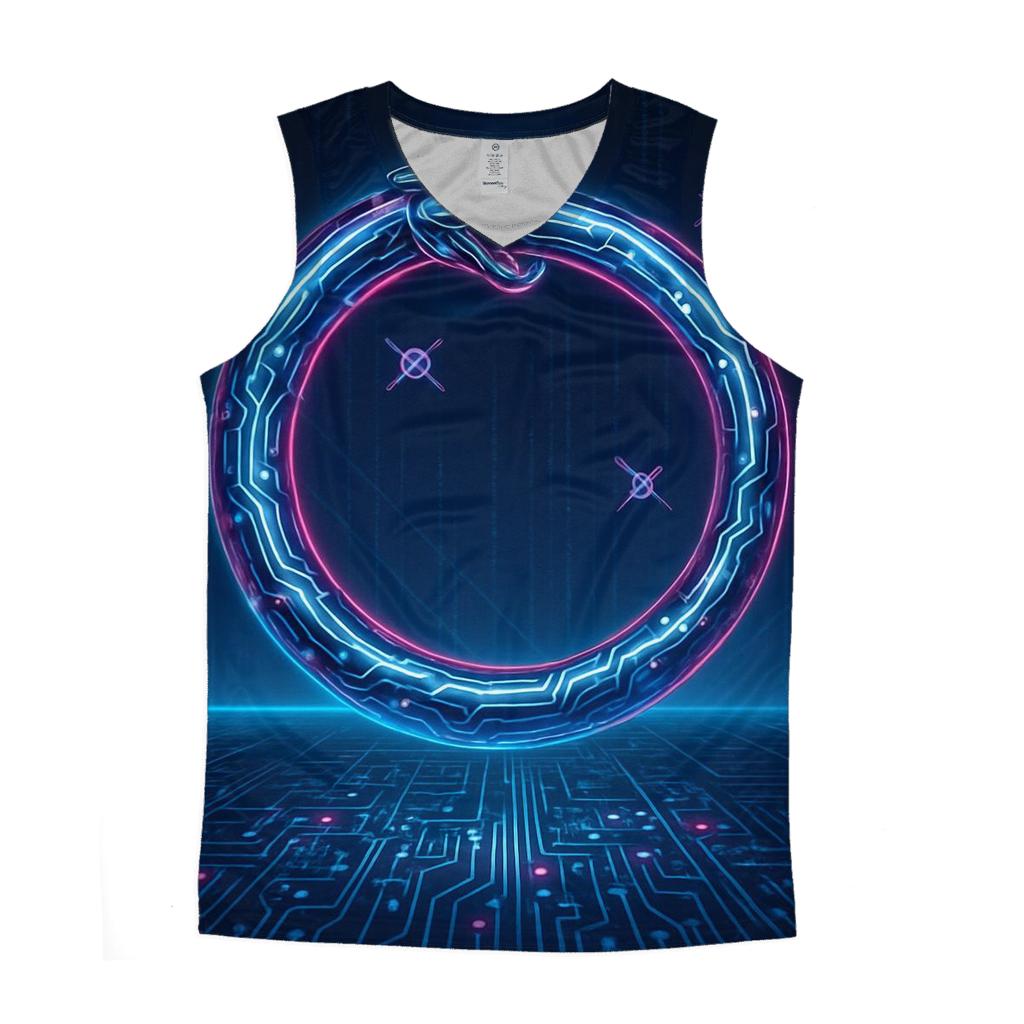 Chromatic Neon Ouroboros Circuit casual summer tank tops