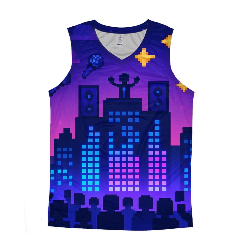 Pixel Concert Skyline cotton sleeveless tops