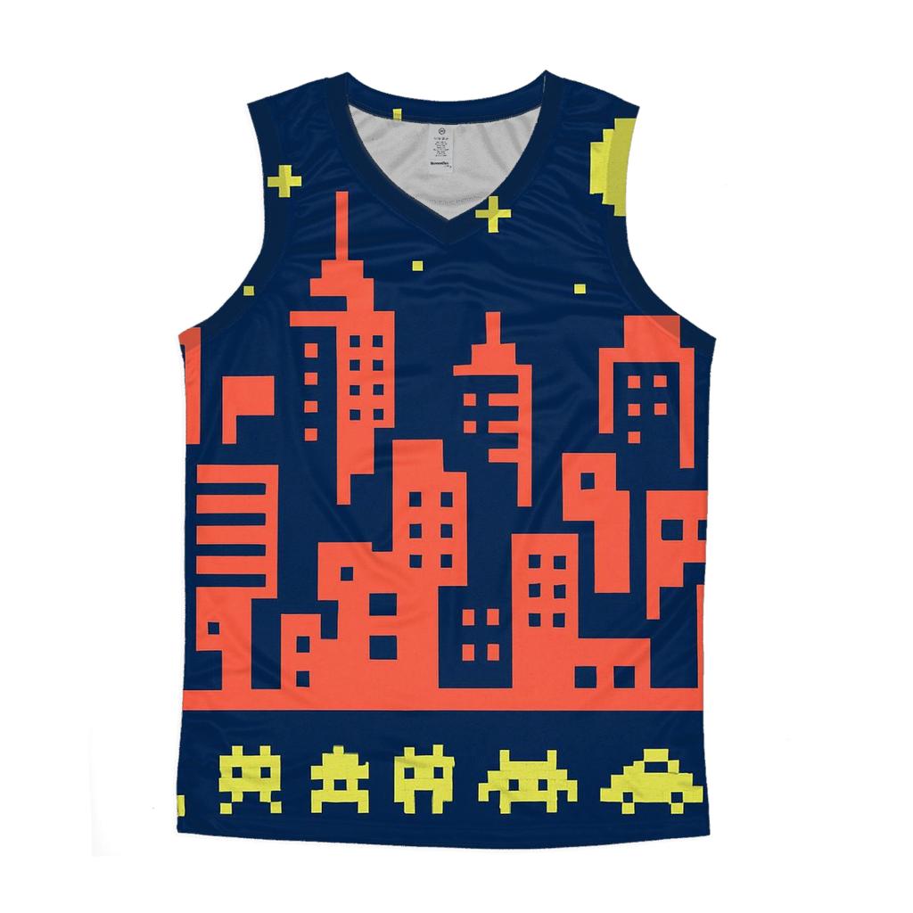 Arcade Pixel Skyline sports performance tank tops