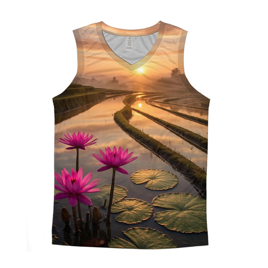 Rice Terraces Lotus Edge Sunrise custom tank tops