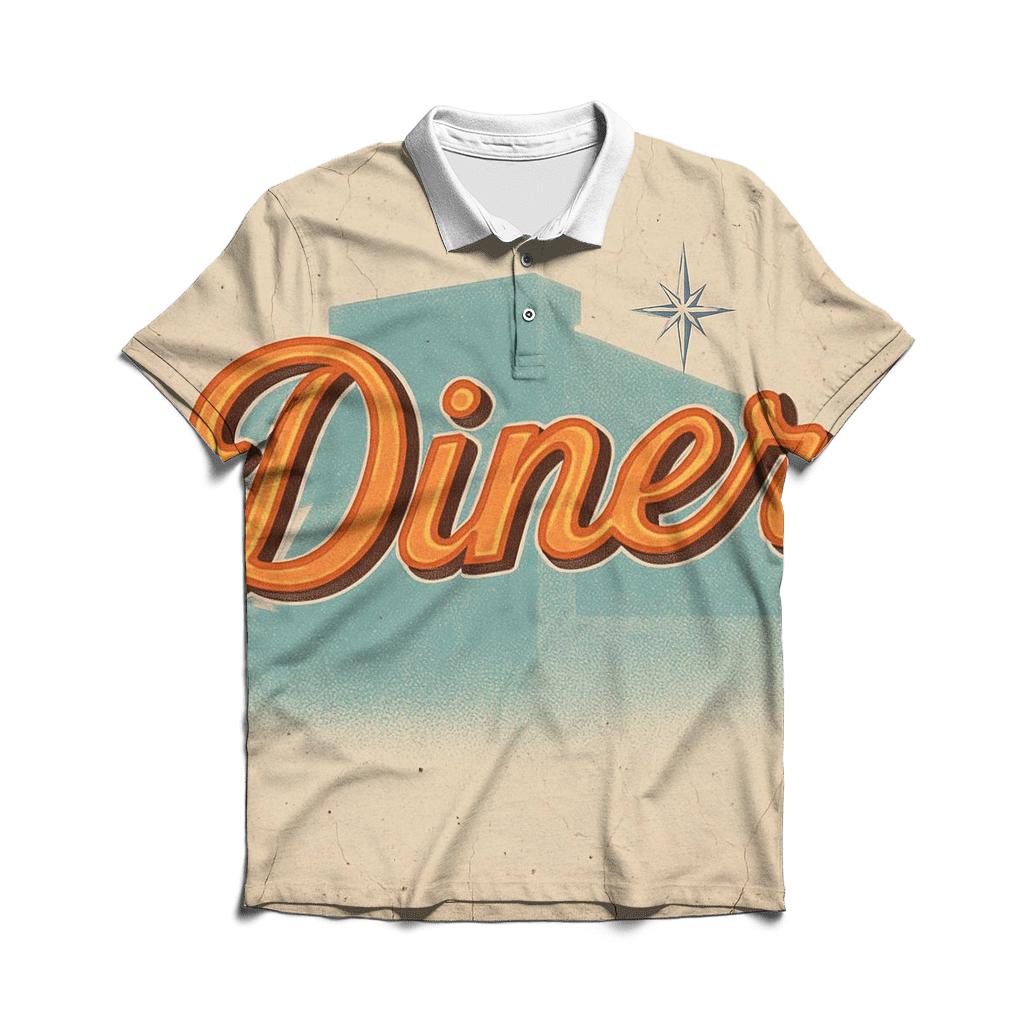 Distressed Diner Neon Sign designer slim fit polos