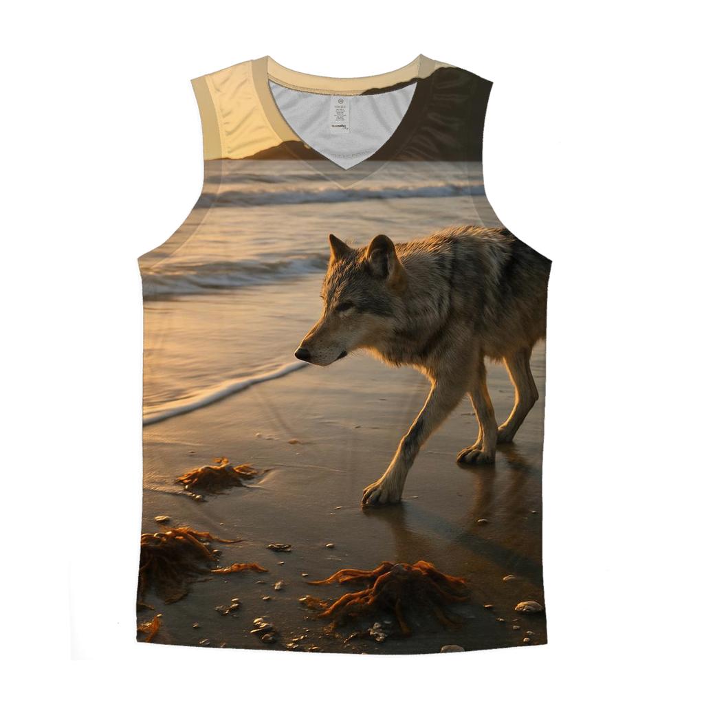 Coastal Wolf At Low Tide personalized athletic tanks