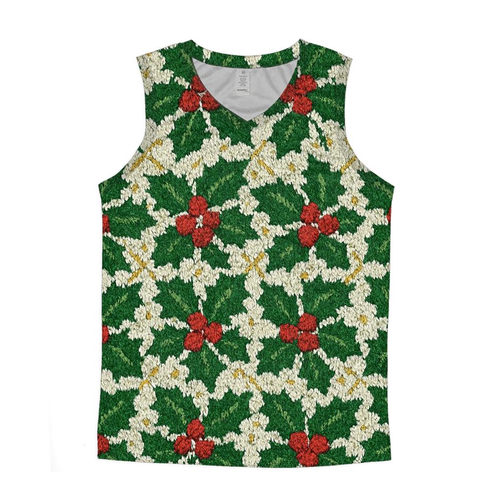 Holly Berry Dot Matrix Design personalized athletic tanks