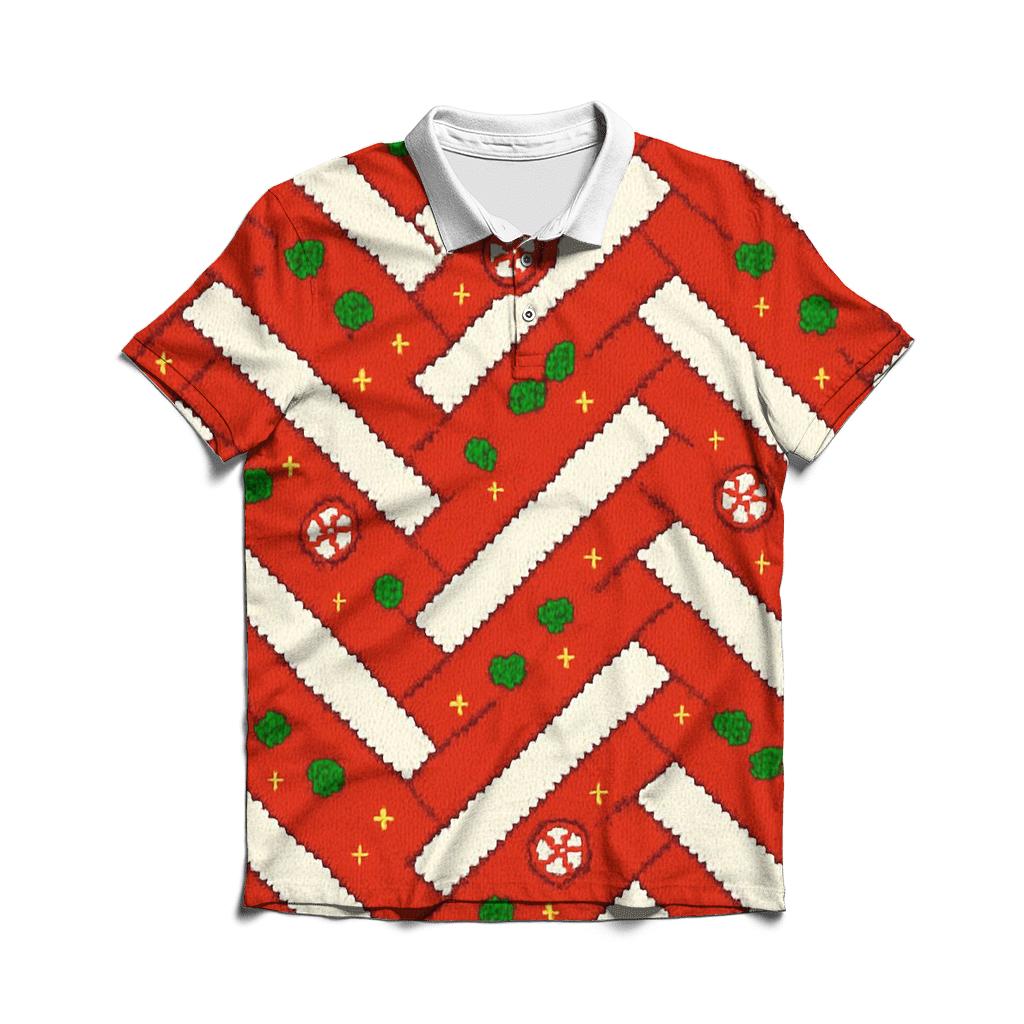 Candy Cane Herringbone Design casual sports polo shirts