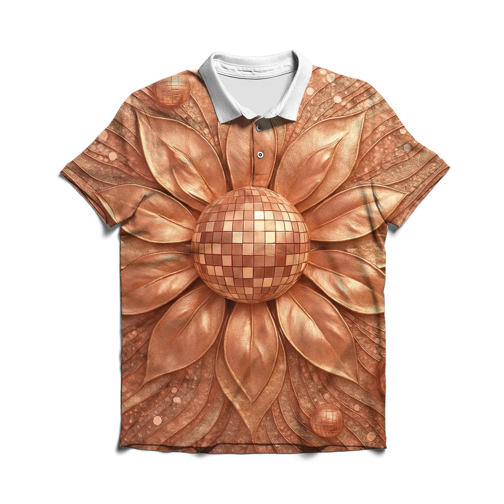Rose Gold Disco Bloom personalized polo shirts