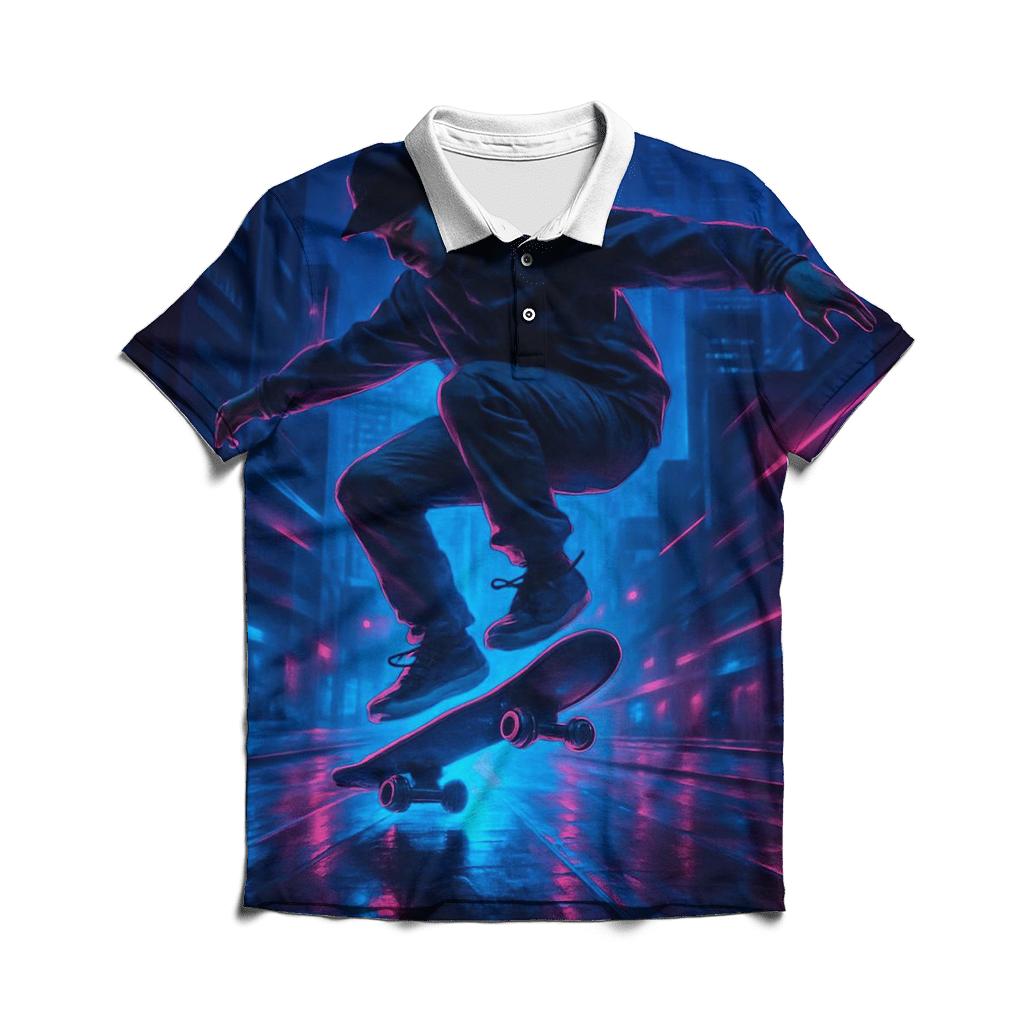 Night Skate Cityscape designer slim fit polos