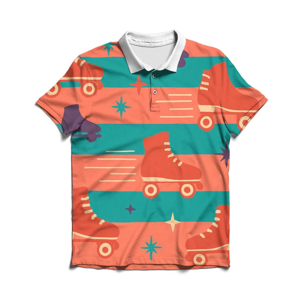 Roller Rink Stripes branded logo polo shirts