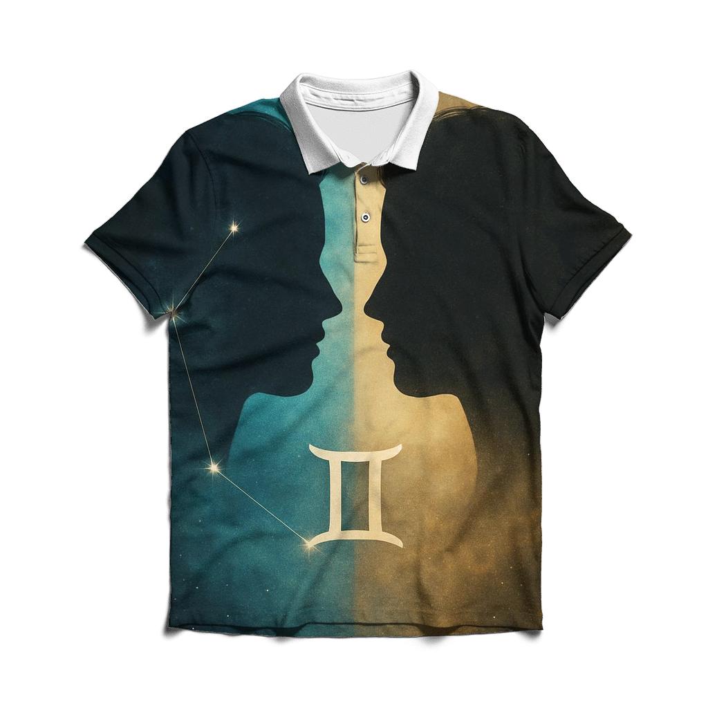 Gemini Twin Nebula Portrait embroidered polo tops