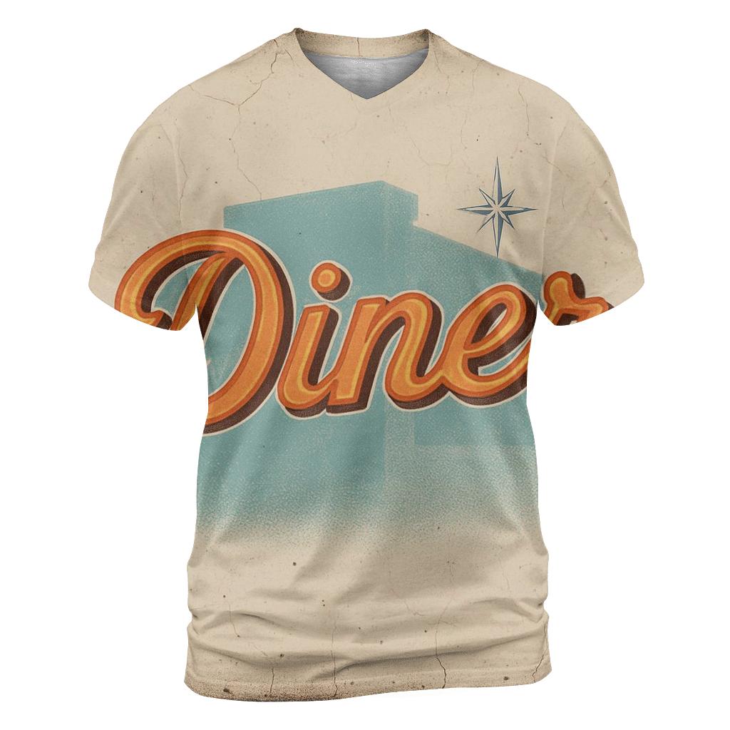 Distressed Diner Neon Sign designer pattern shirts