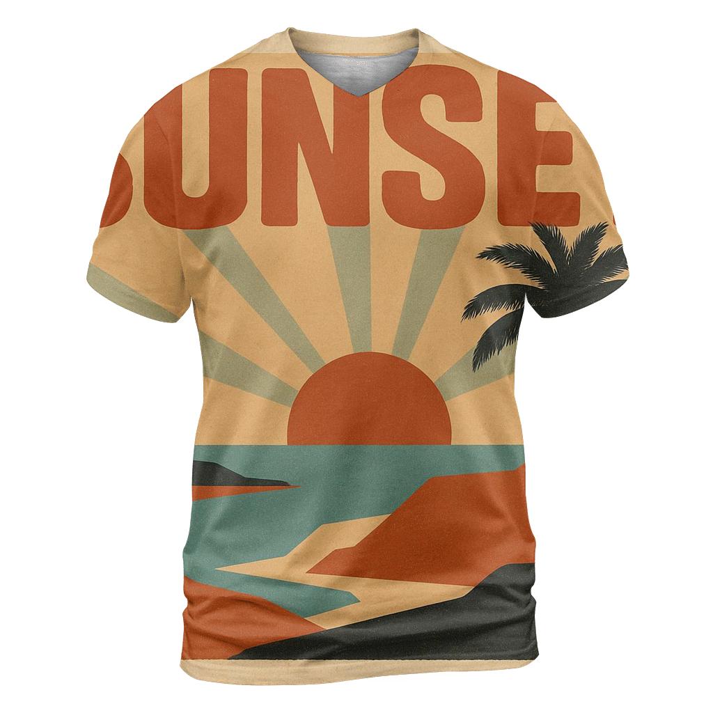 Vintage Travel Poster Sunset designer pattern shirts