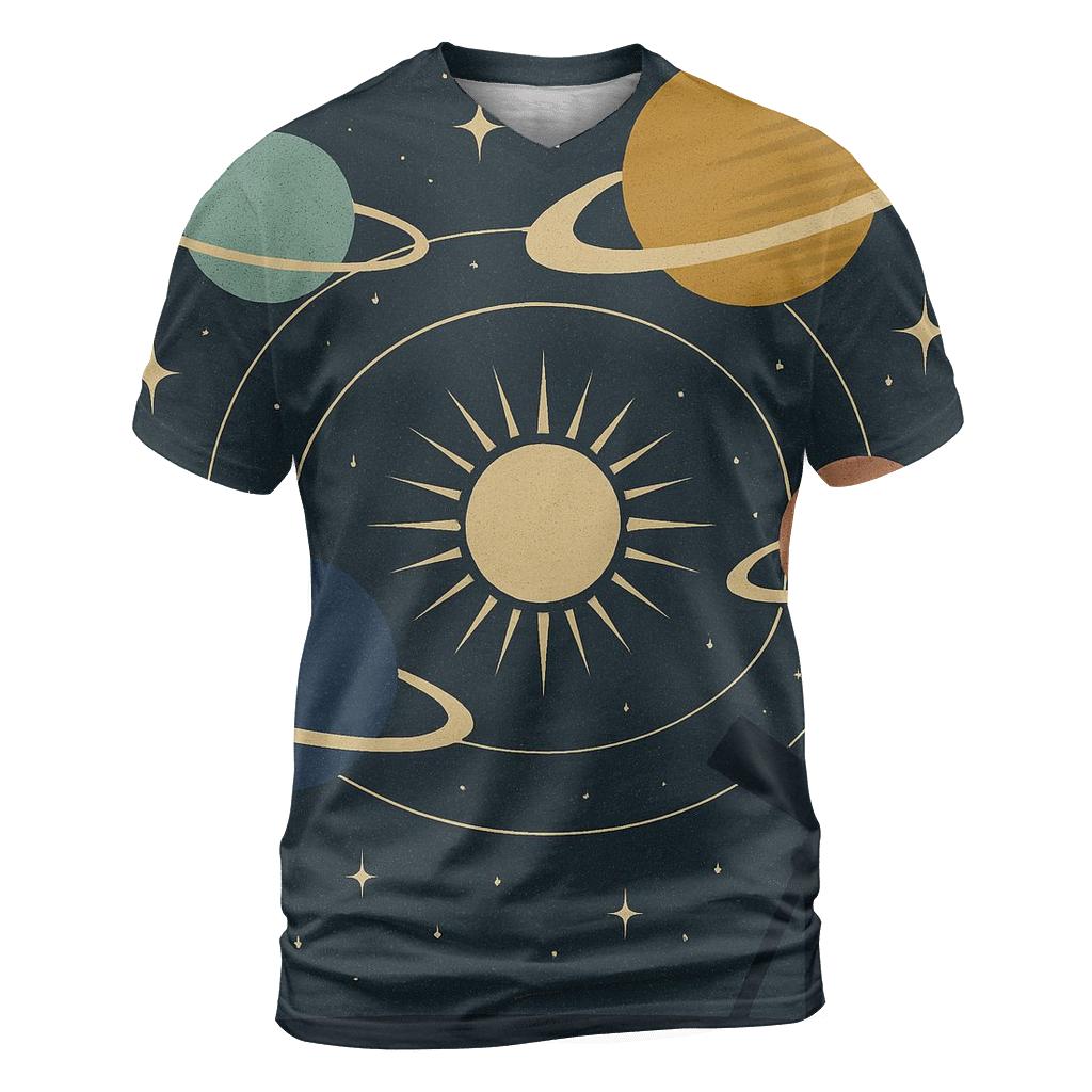 Retro Cosmic Orbit creative print fashion shirts