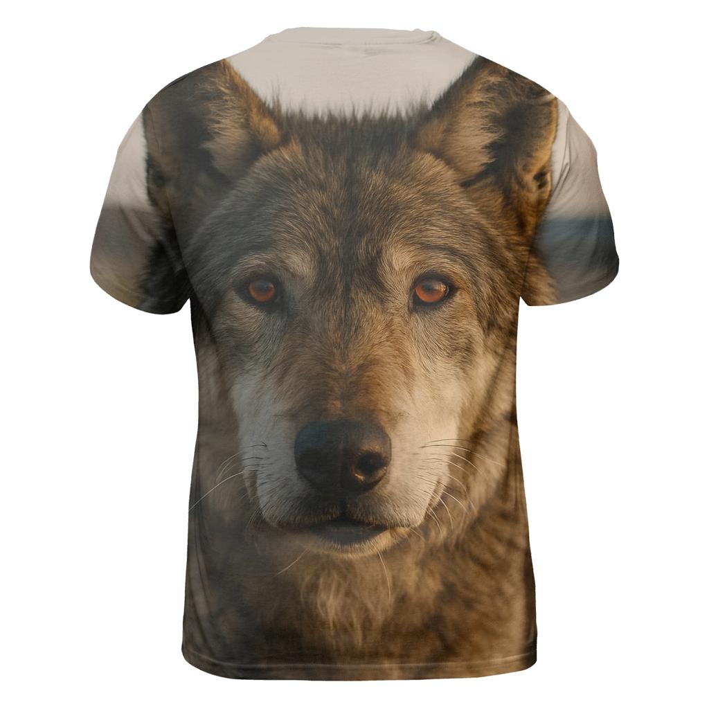 Elder Wolf Portrait Study vibrant all-over design tees