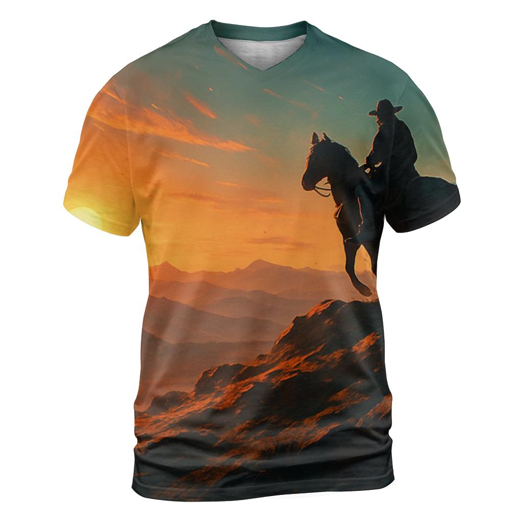Sunrise Mountain Biking creative print fashion shirts