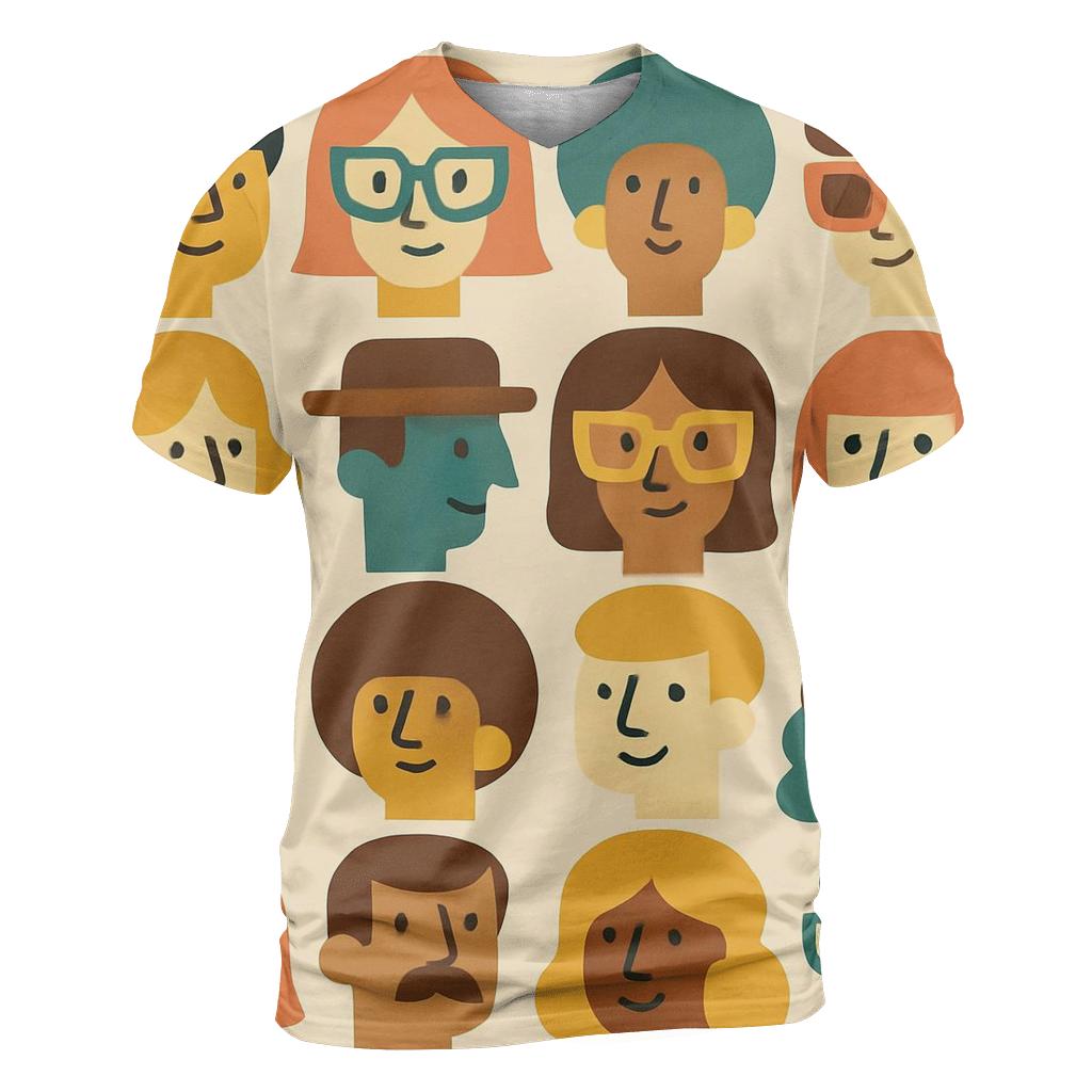 Funky Geometric Faces designer pattern shirts