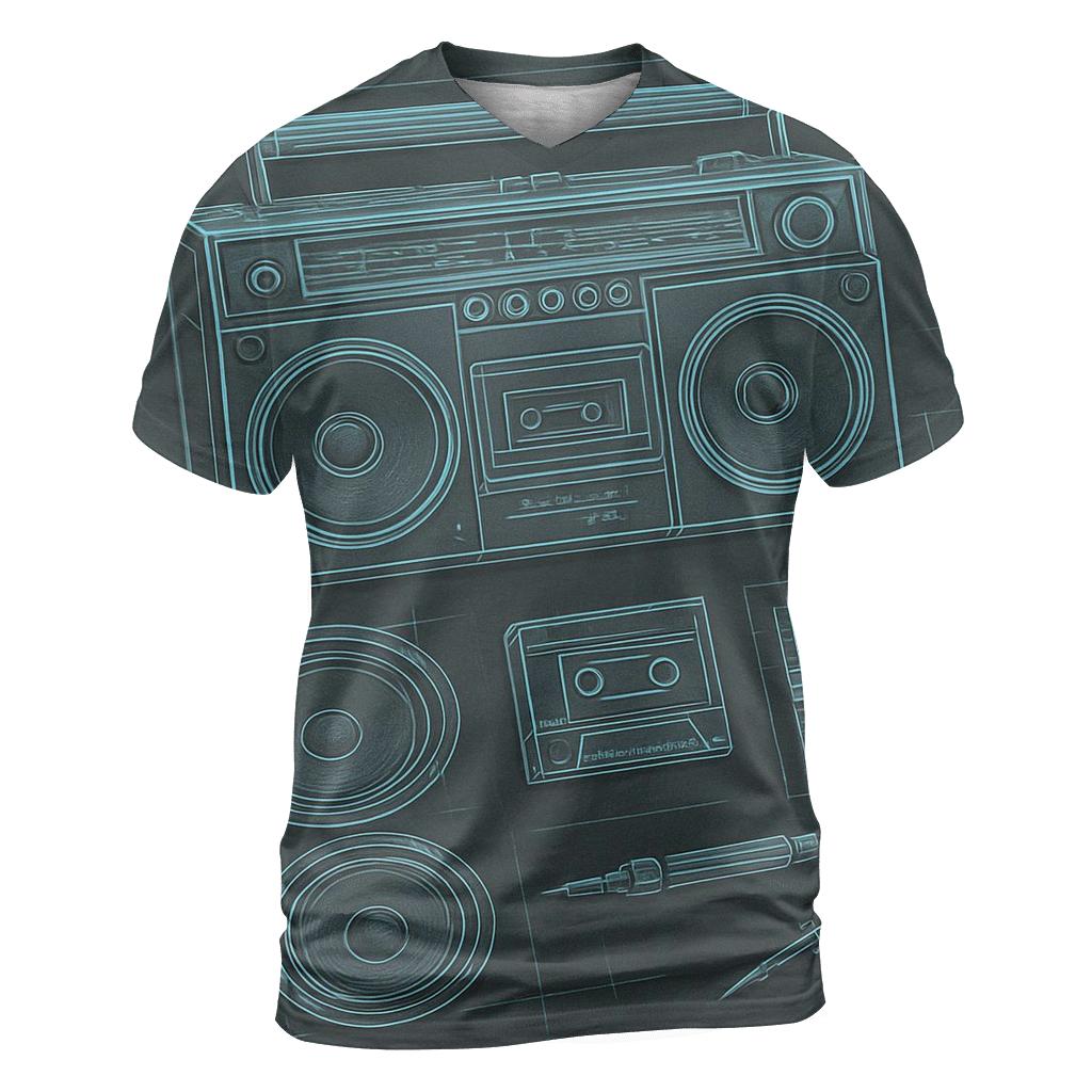 Boombox Blueprint creative print fashion shirts
