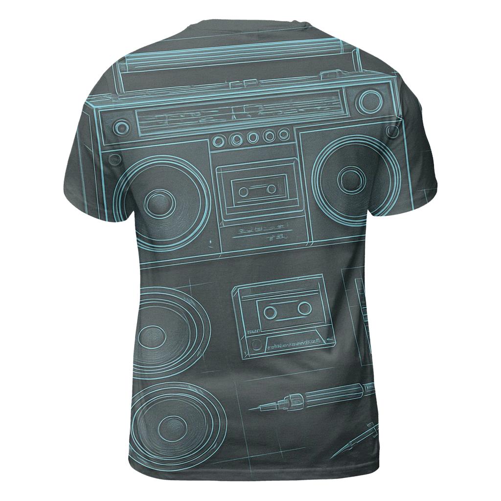 Boombox Blueprint creative print fashion shirts