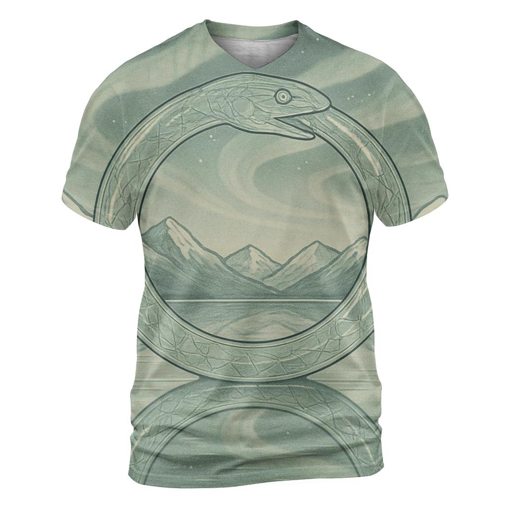 Mirror Lake Ouroboros Reflection vibrant all-over design tees