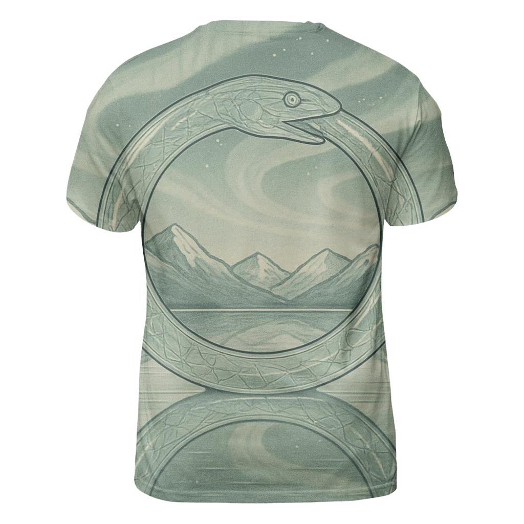 Mirror Lake Ouroboros Reflection vibrant all-over design tees