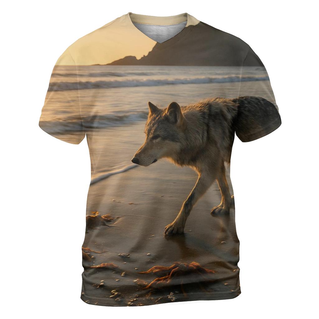Coastal Wolf At Low Tide unique graphic print tees