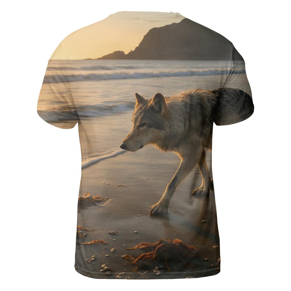Coastal Wolf At Low Tide unique graphic print tees