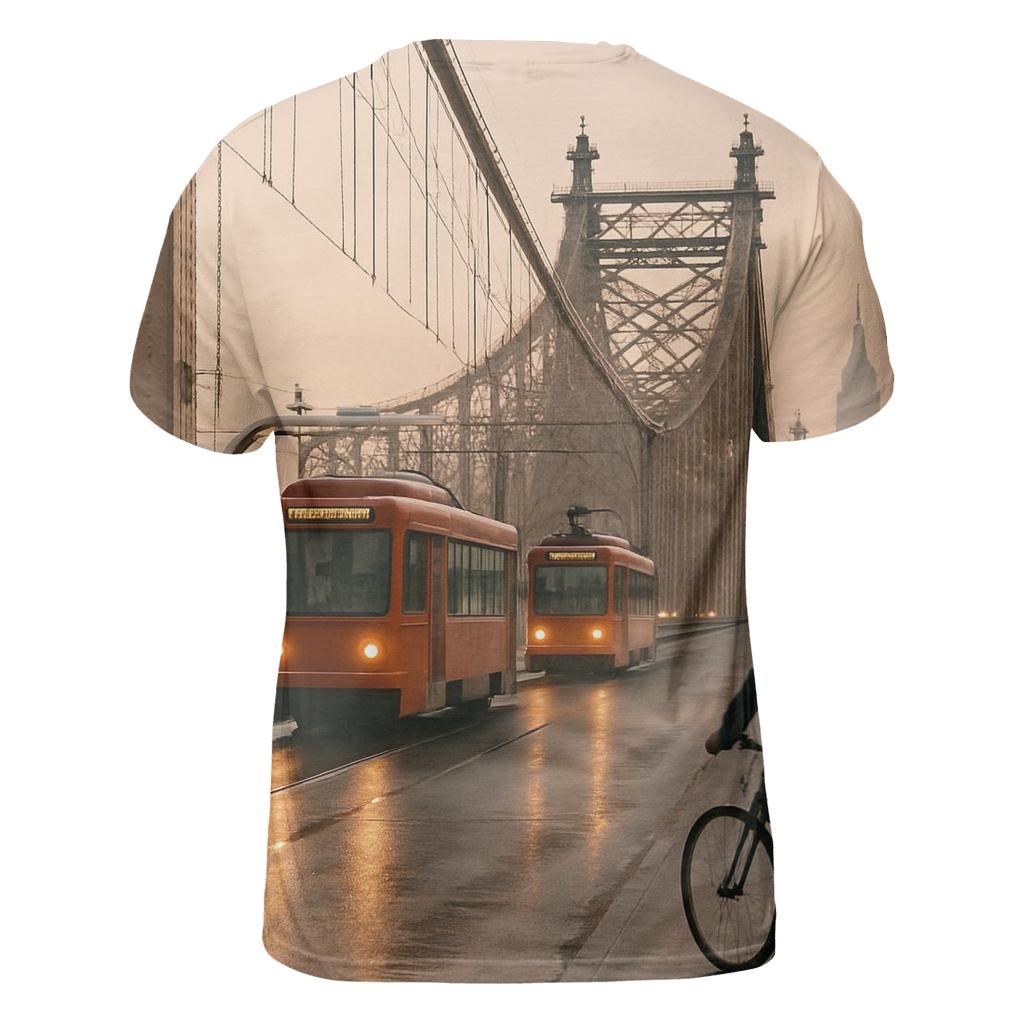 Queensborough Bridge Early Morning Commute vibrant all-over design tees