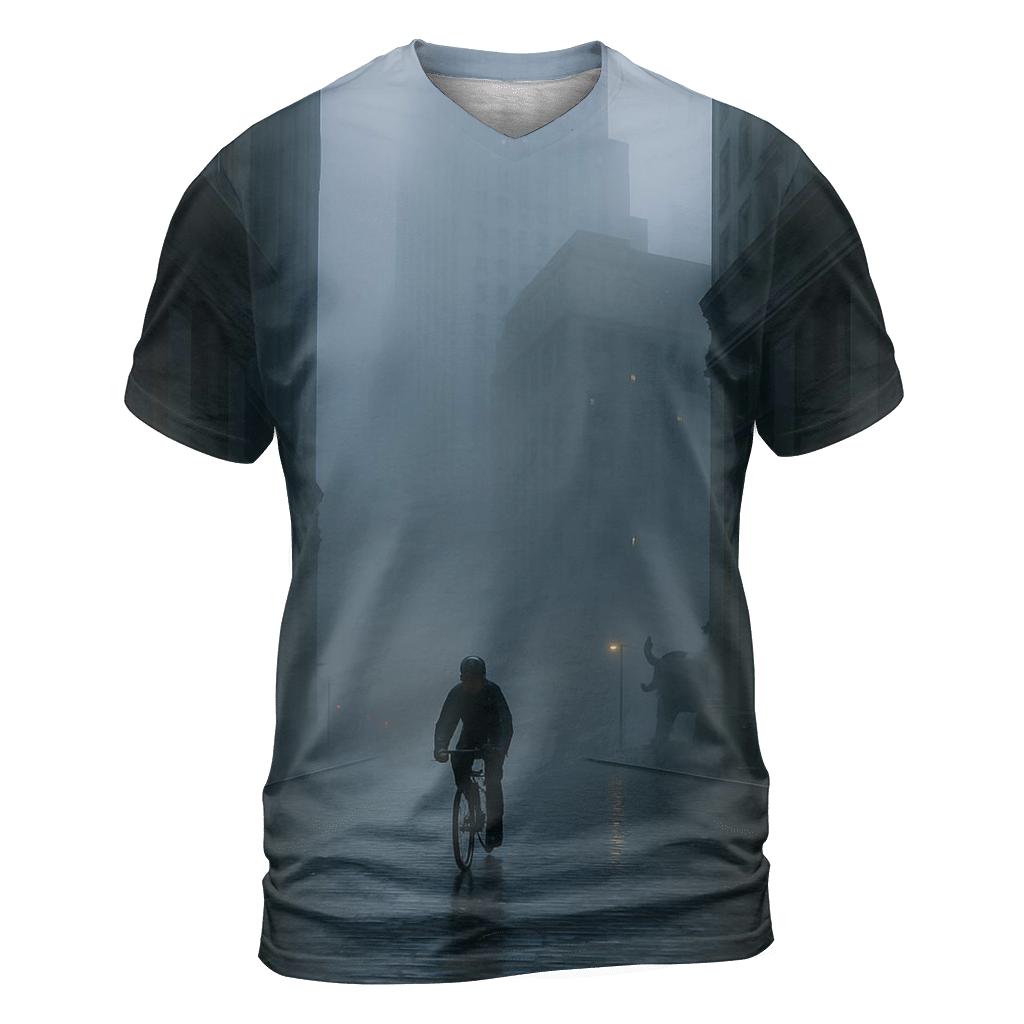 Fogbound Dawn Over The Financial District custom all-over print shirts