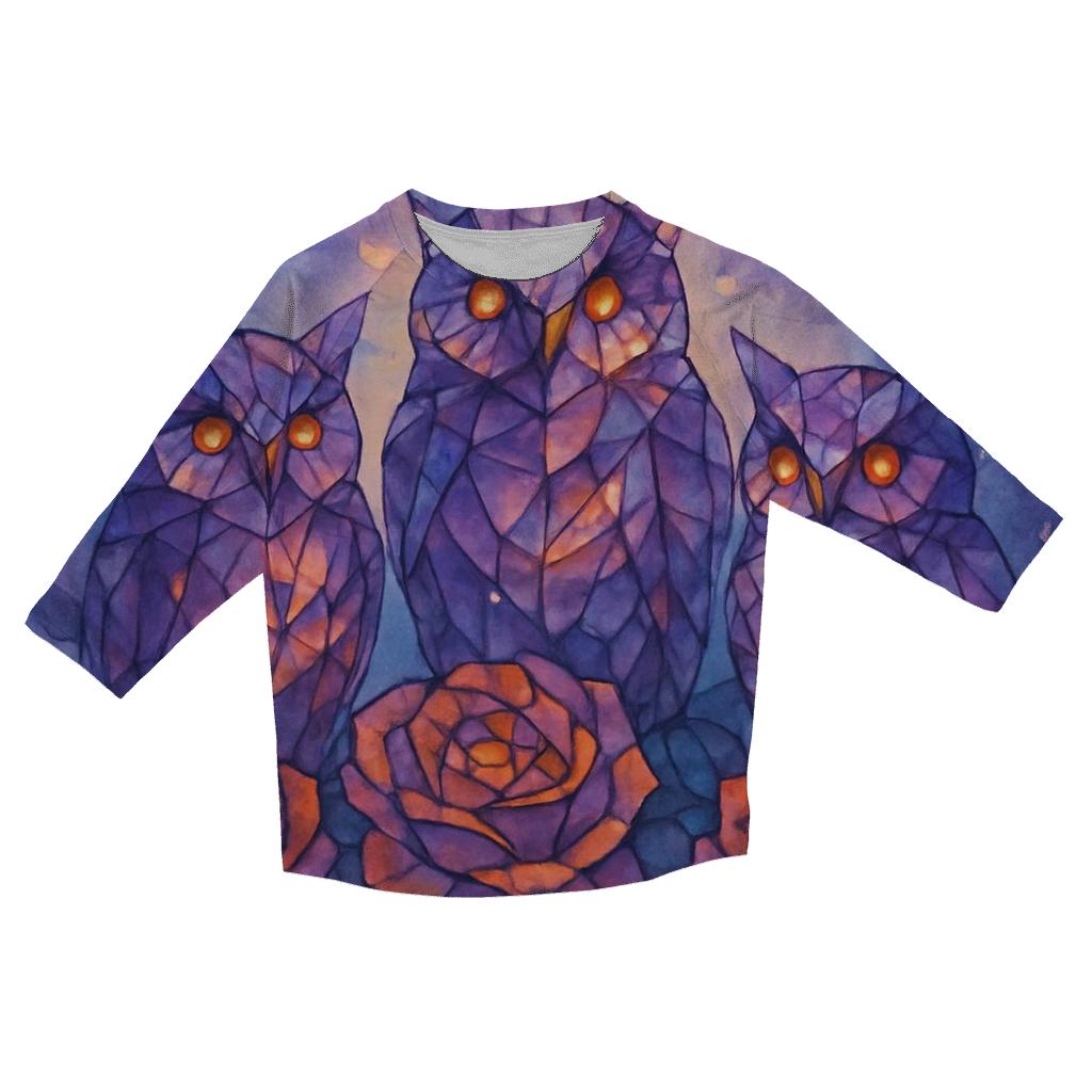 Garden Of Glass Owls casual three quarter sleeve shirts