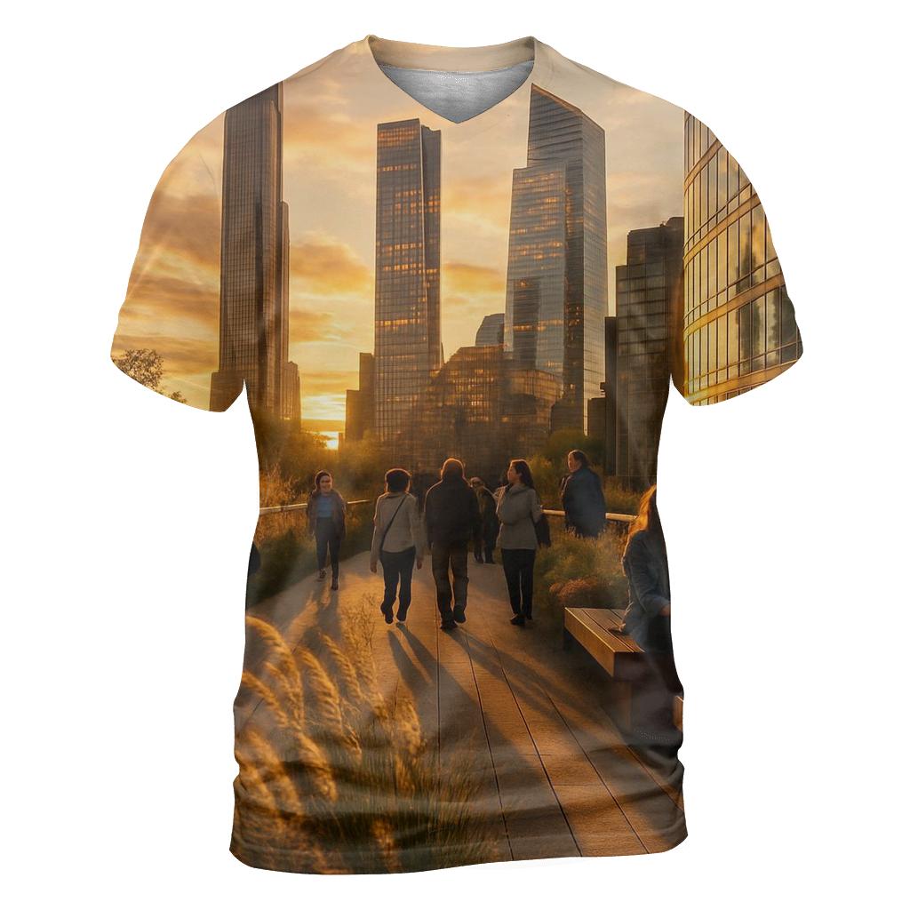 High Line Sunset With Sculptural Skyscrapers unique graphic print tees