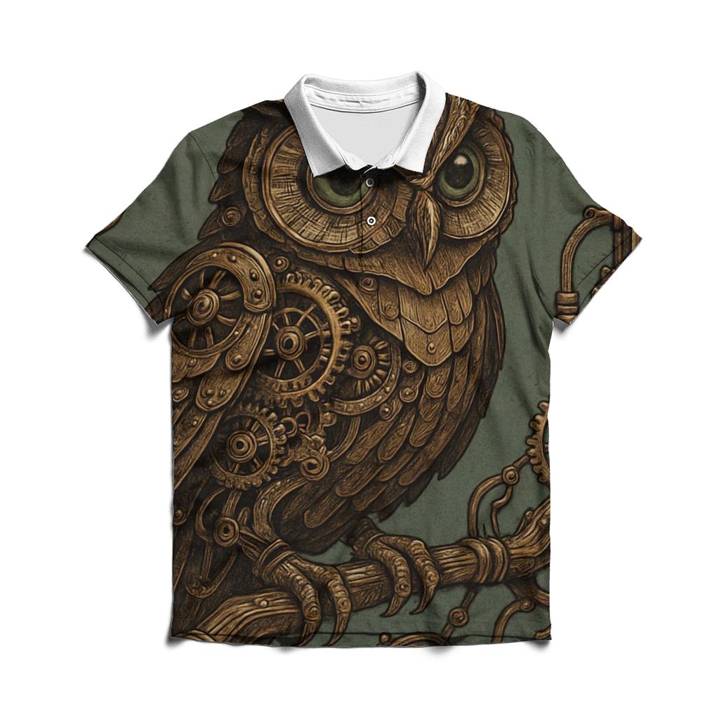 Industrial Clockwork Owl casual sports polo shirts