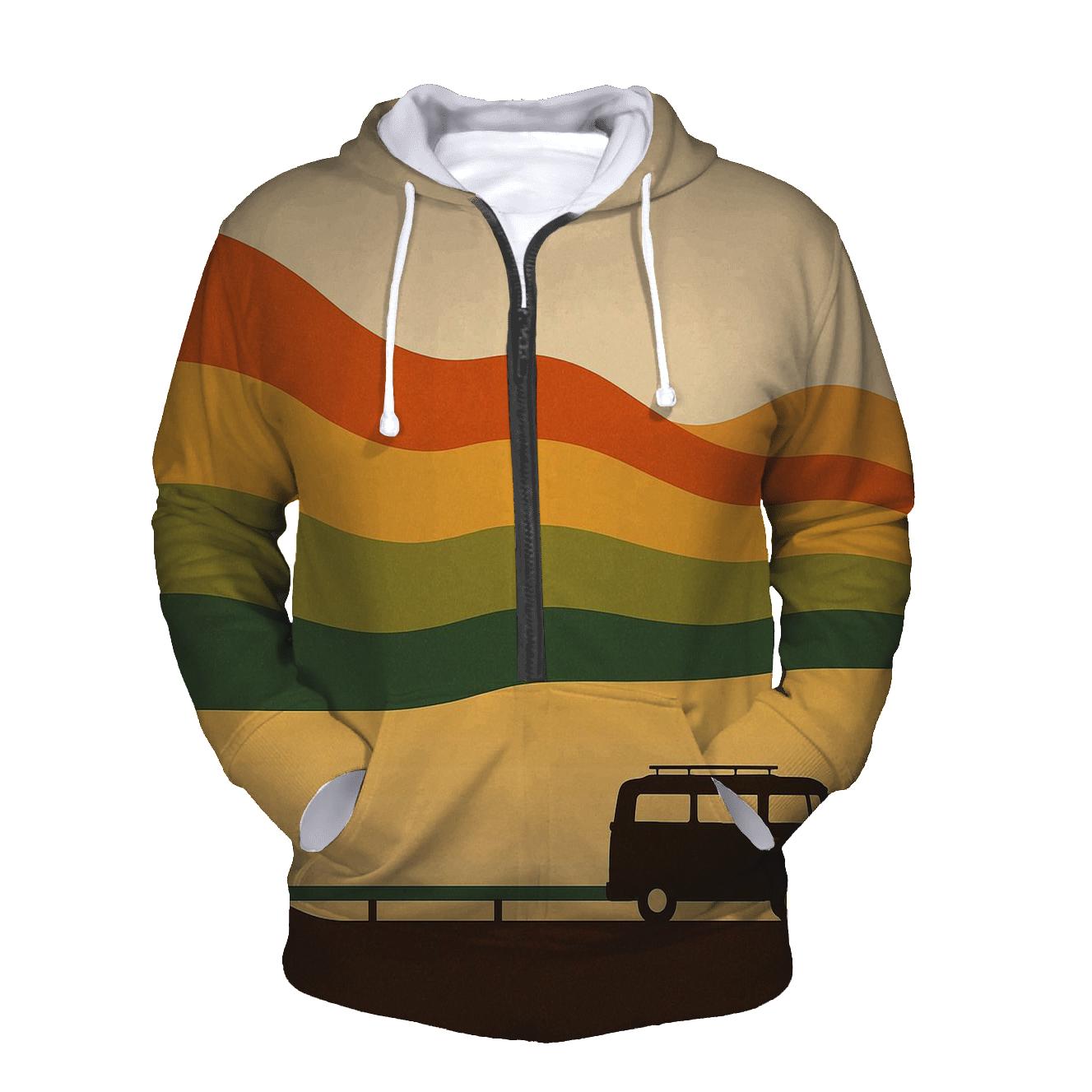 Sunset Wave Stripes heavyweight hoodies