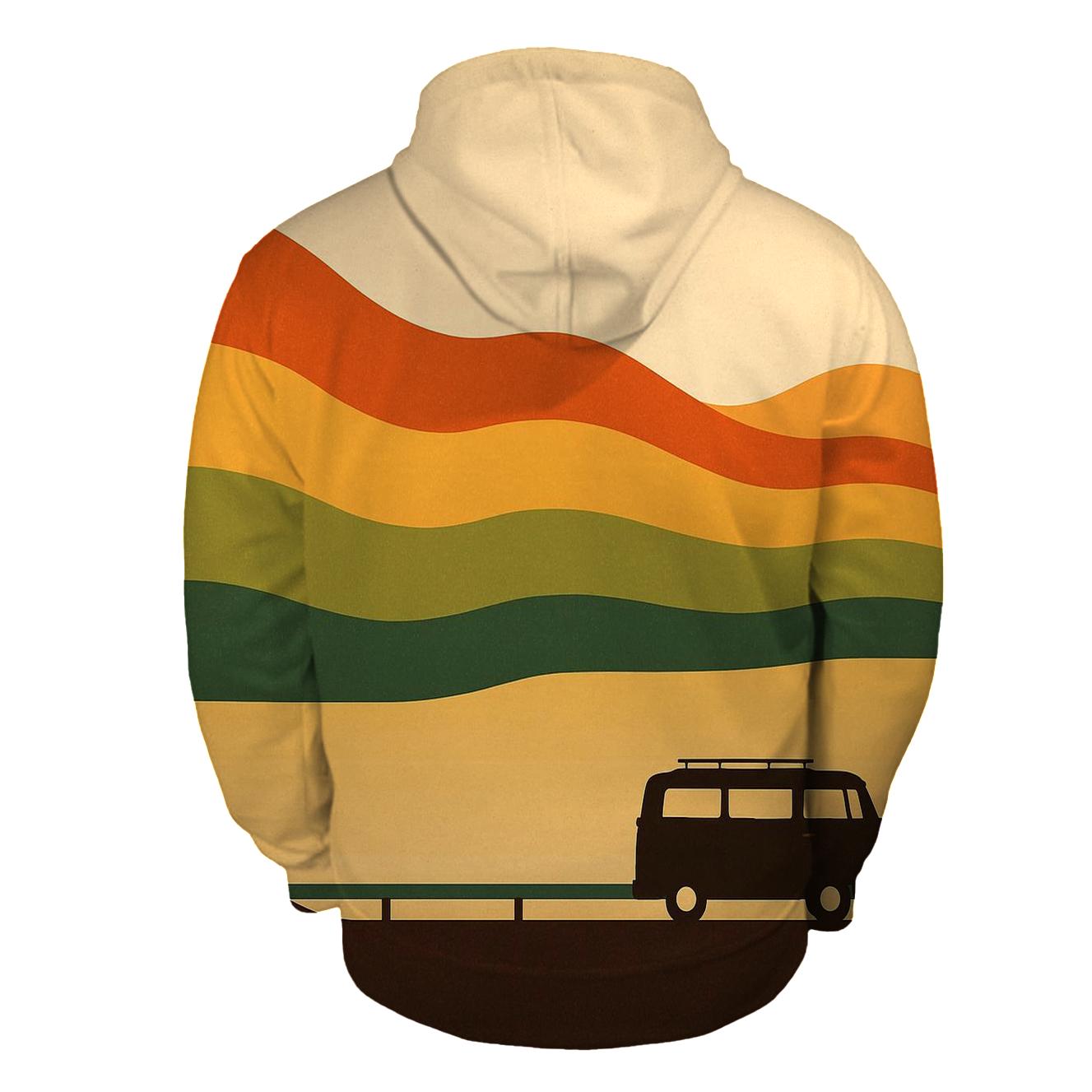 Sunset Wave Stripes heavyweight hoodies