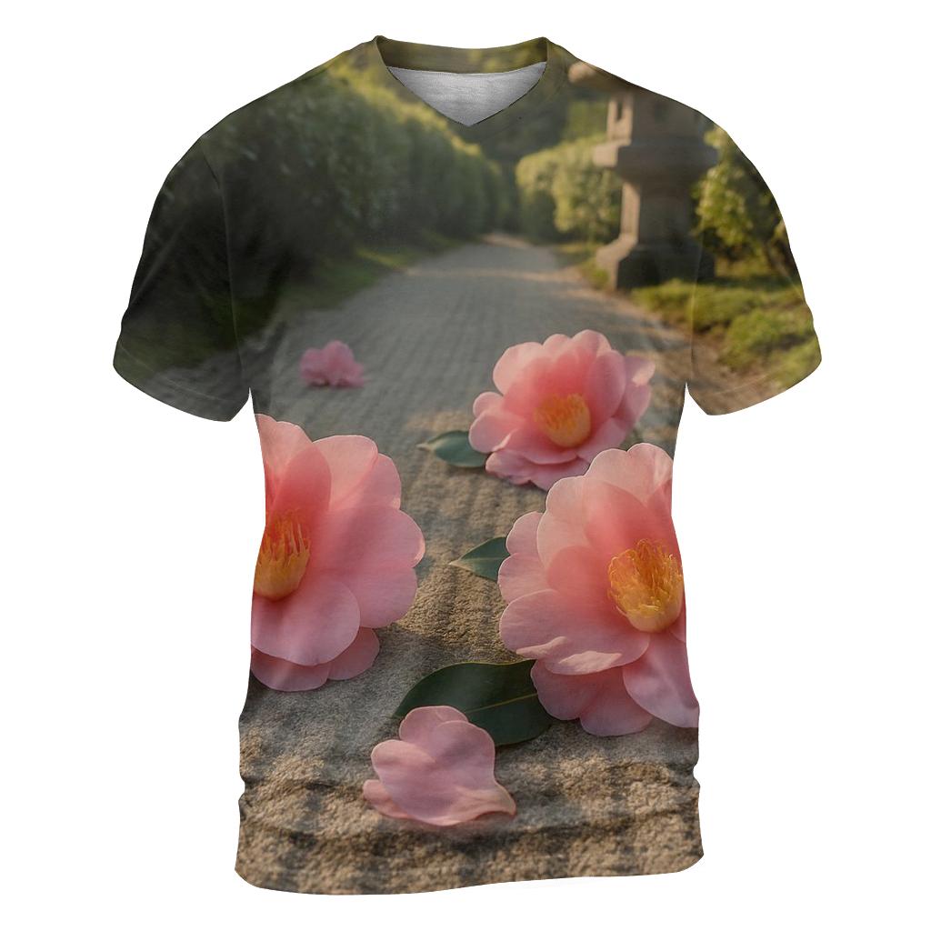 Camellia Tea Garden Afternoon creative print fashion shirts