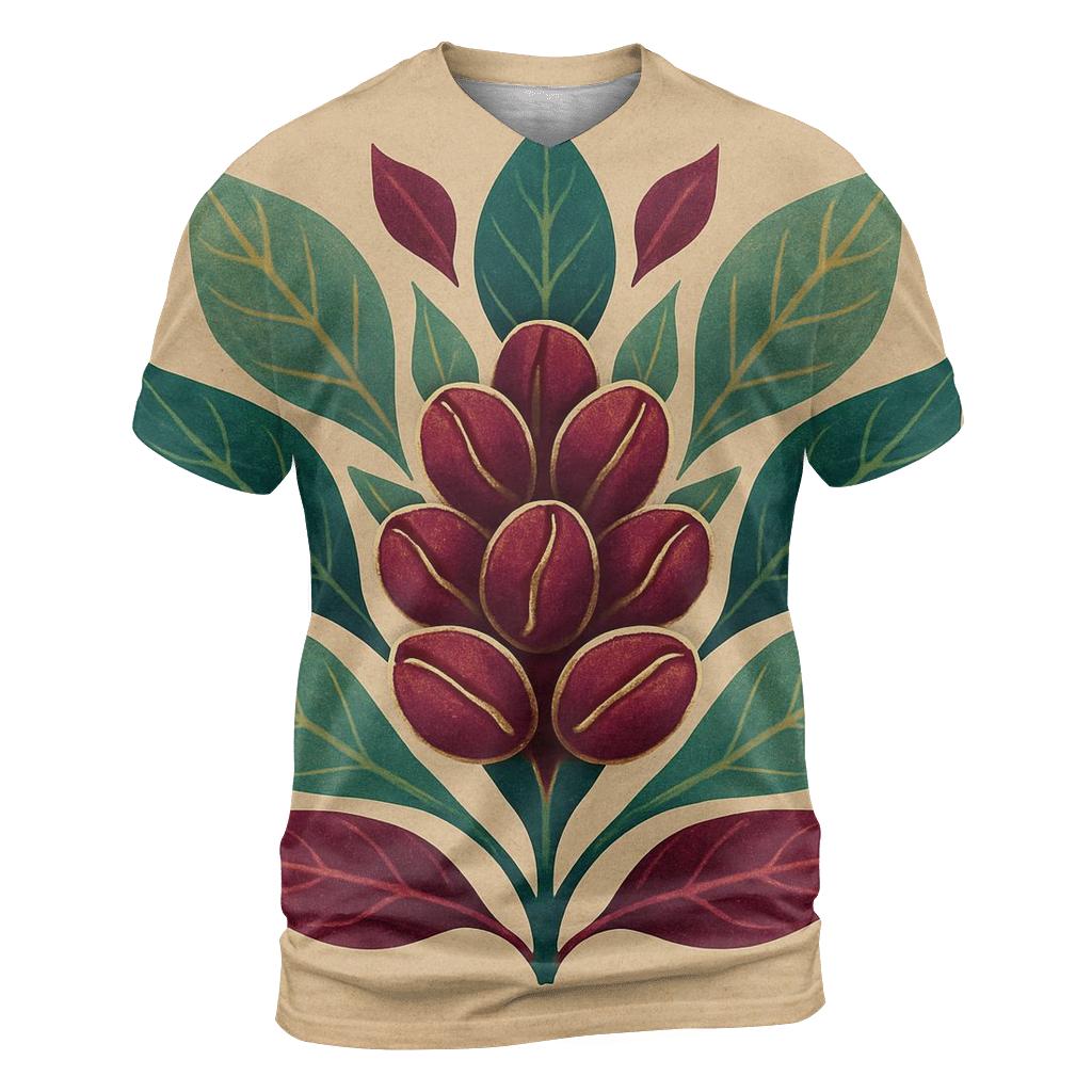 Bean Bloom Crest artistic all-over print tops