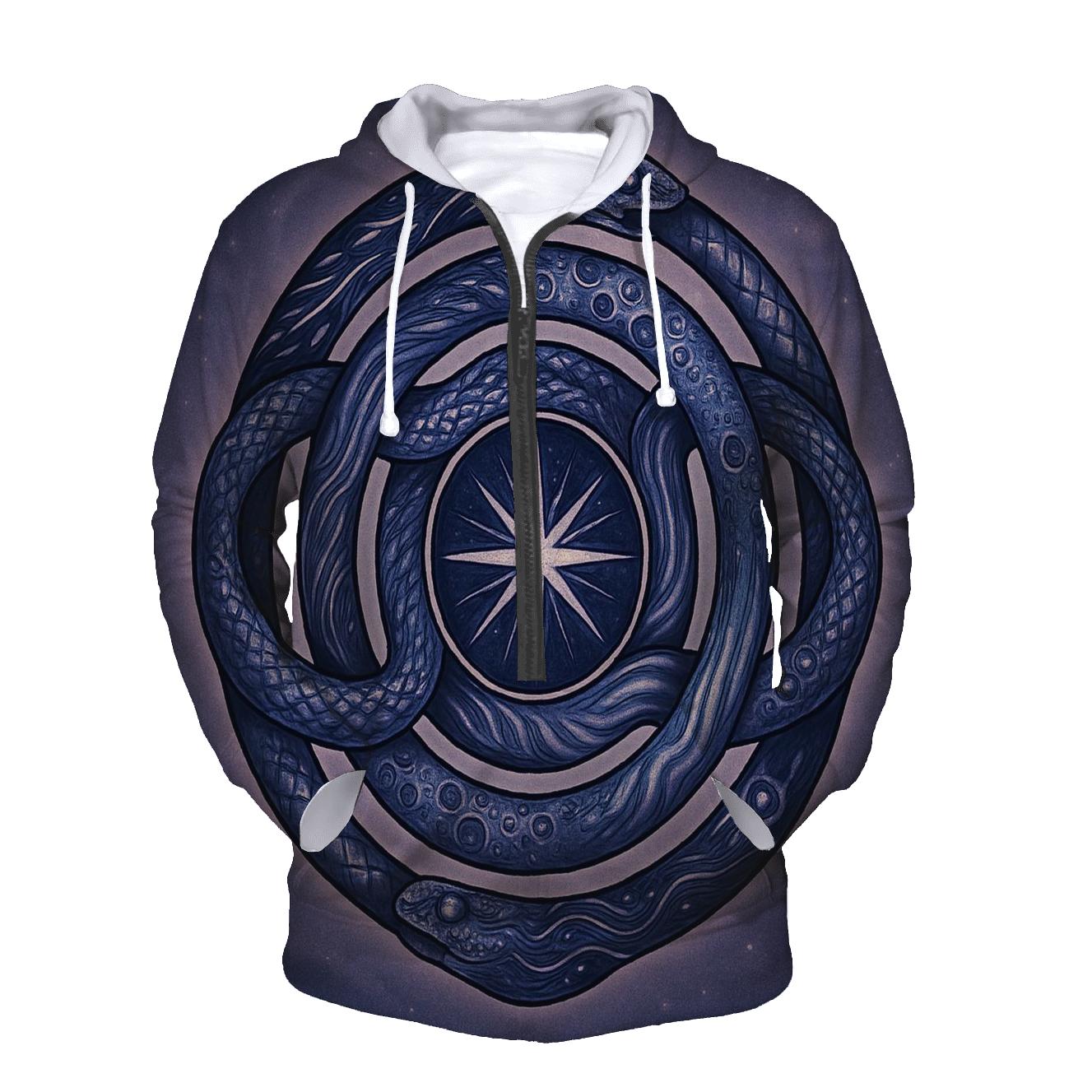 Stellar Ouroboros Tattoo Mandala embroidered hoodies