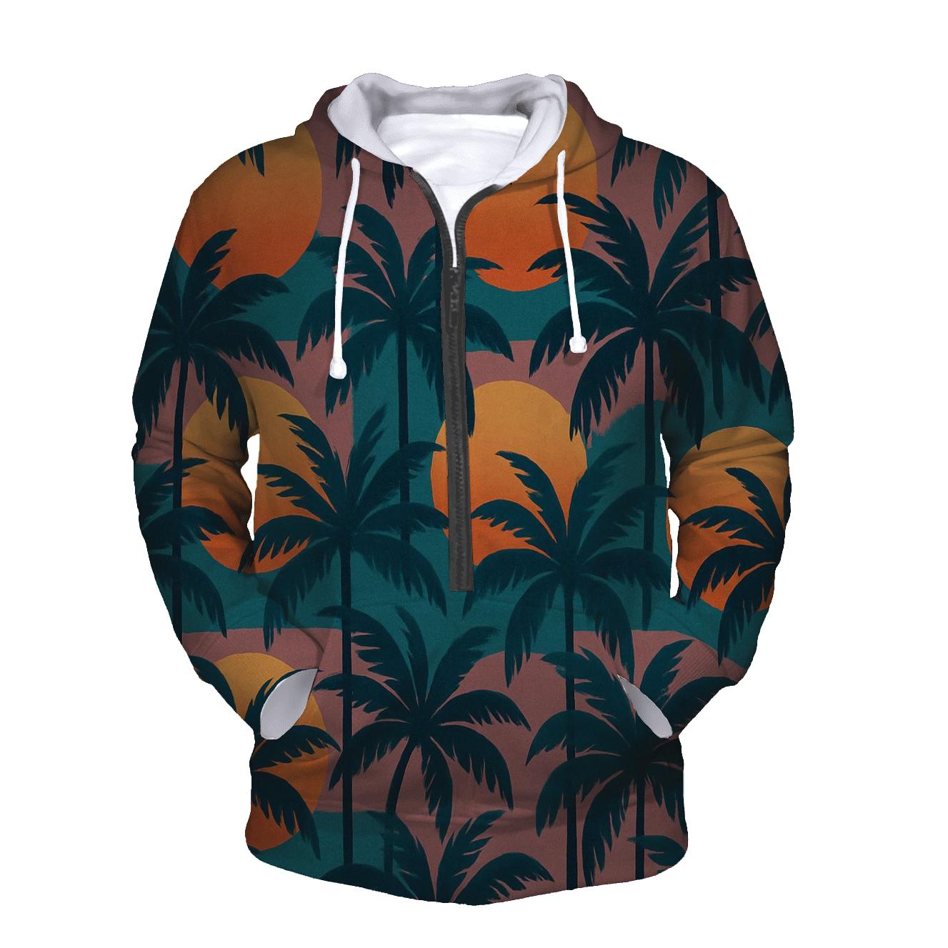 Synthwave Palm Mosaic lightweight hoodies