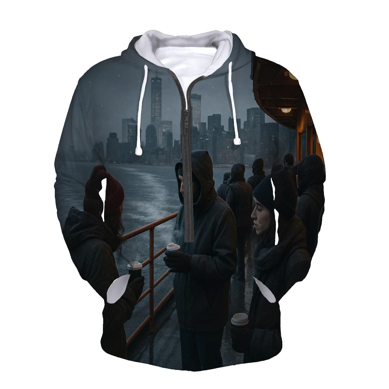 Winter Evening Ferry Crossing To Staten Island zip-up hoodies
