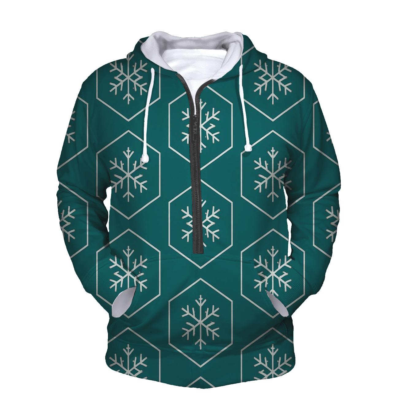 Snowflake Grid embroidered hoodies