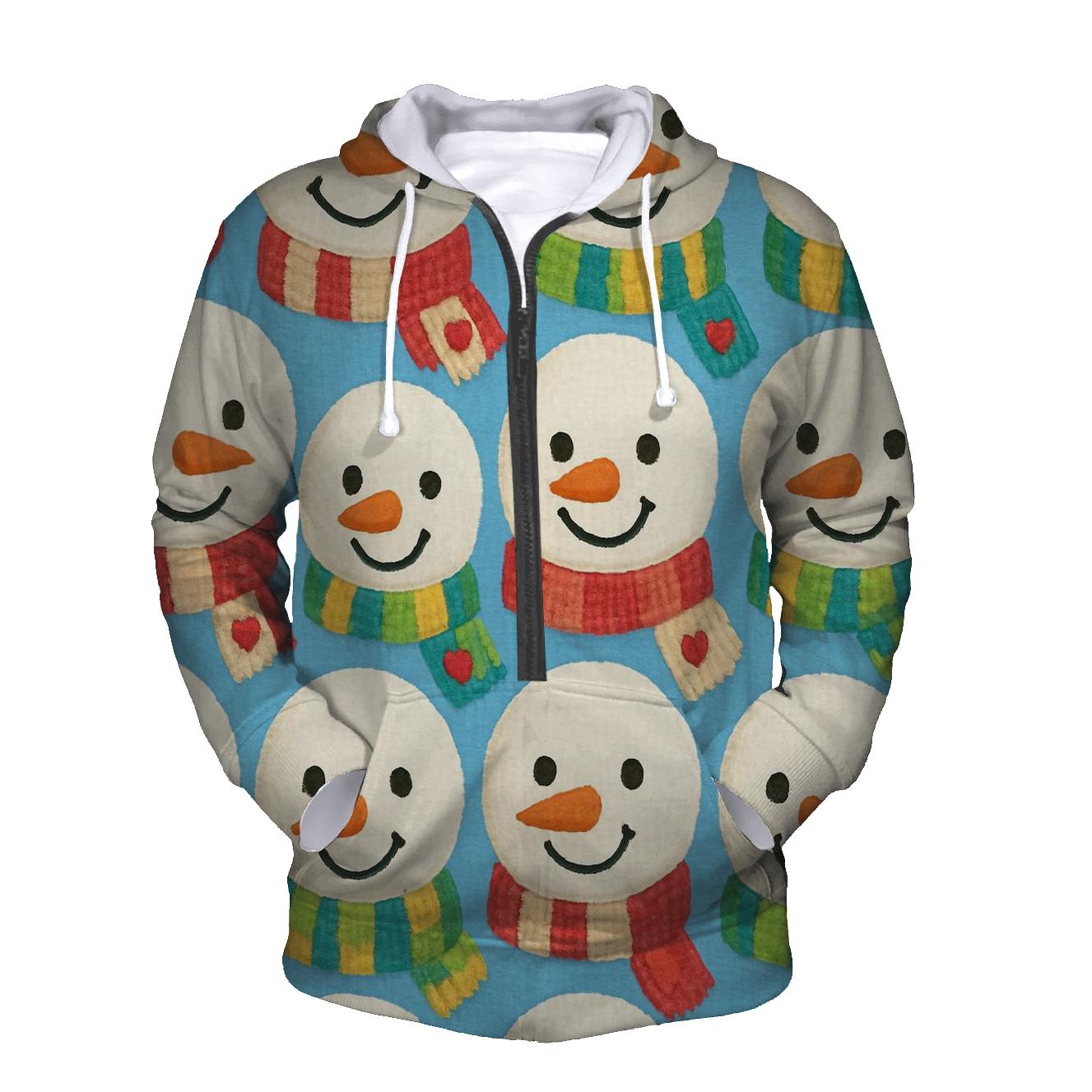 Snowman Scarf Grid Design graphic hoodies