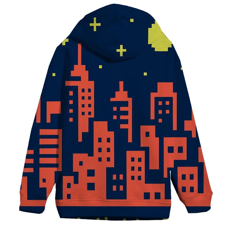 Arcade Pixel Skyline zip-up hoodies