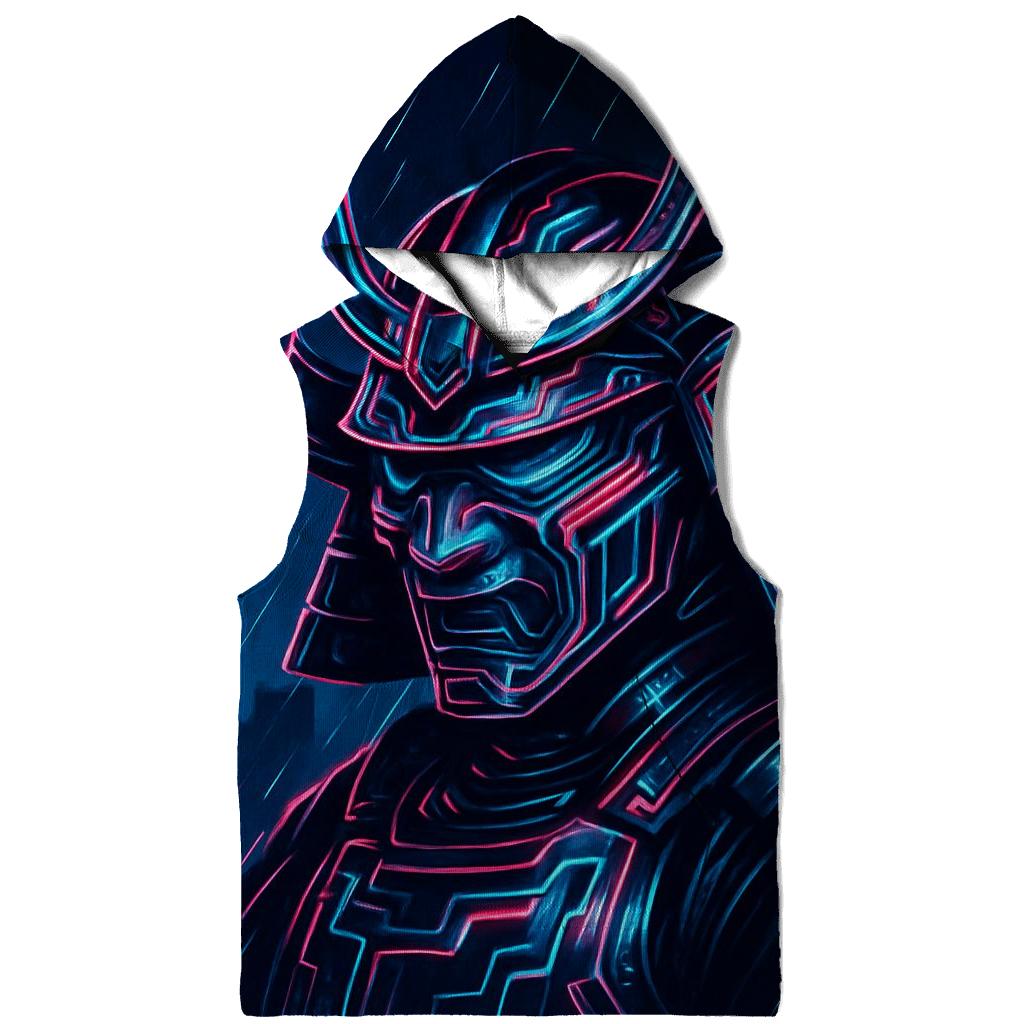Neon Cyber Samurai Emblem printed hoodies