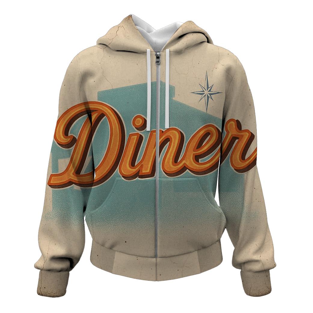 Distressed Diner Neon Sign graphic hoodies