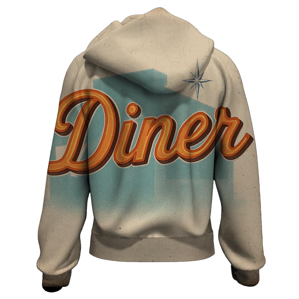 Distressed Diner Neon Sign graphic hoodies