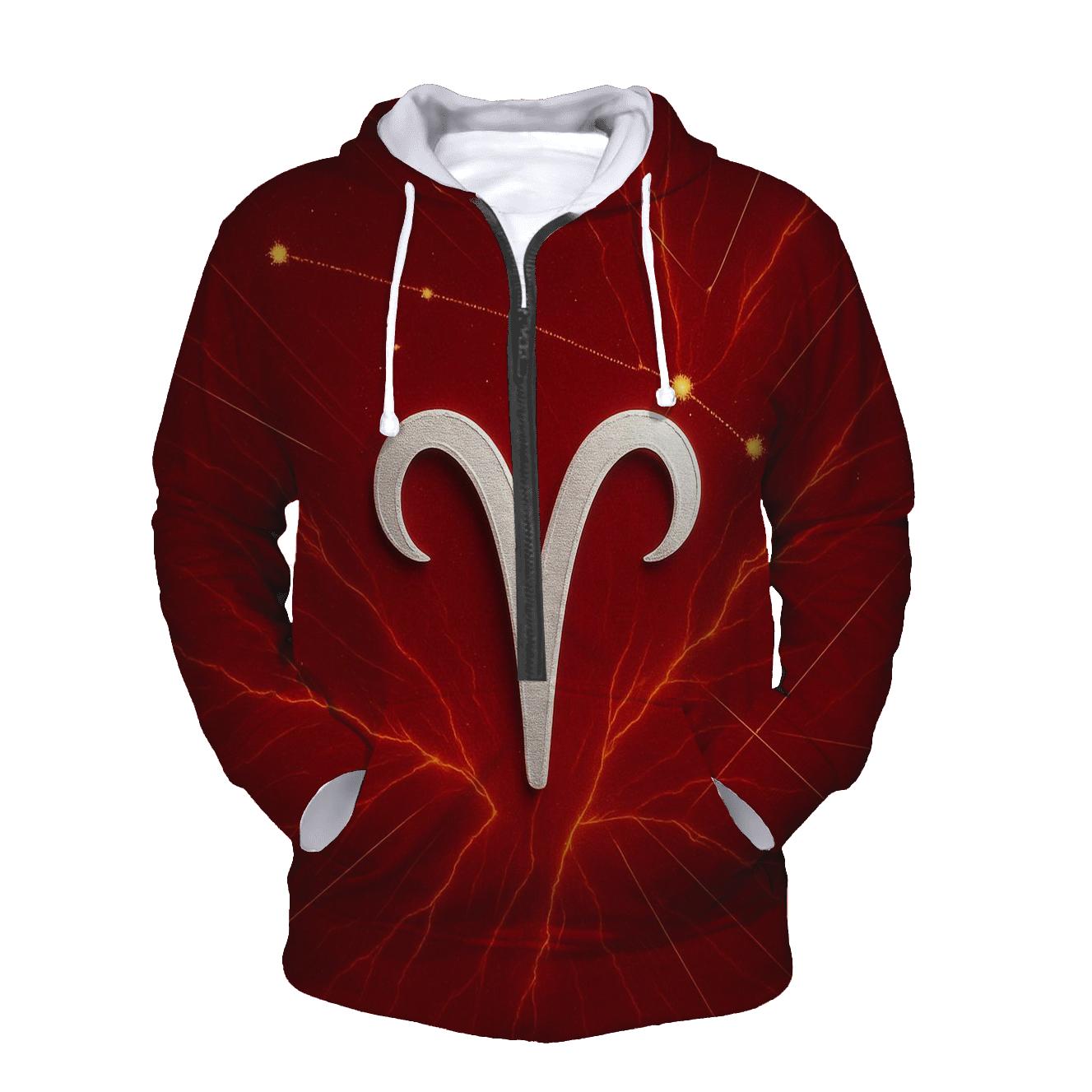 Aries Fire Constellation Map lightweight hoodies