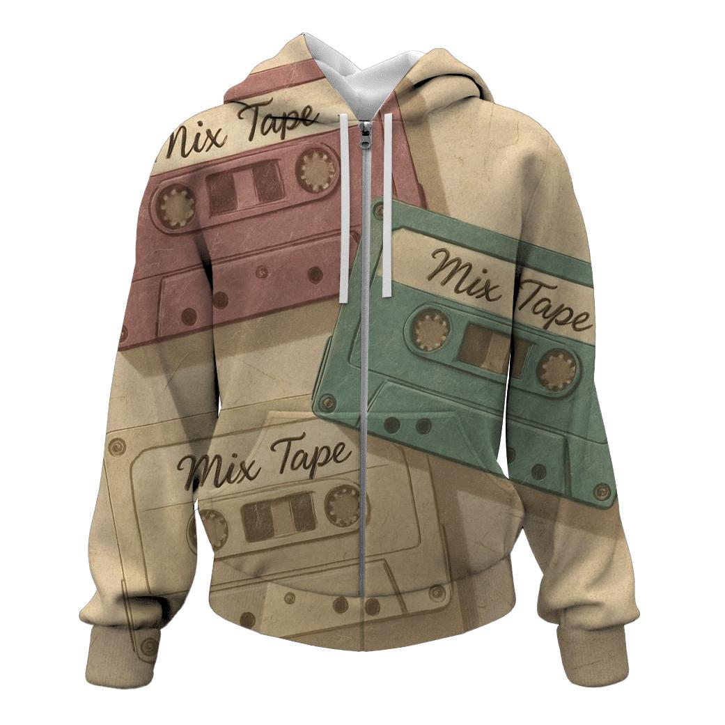 Faded Cassette Tape Collage heavyweight hoodies