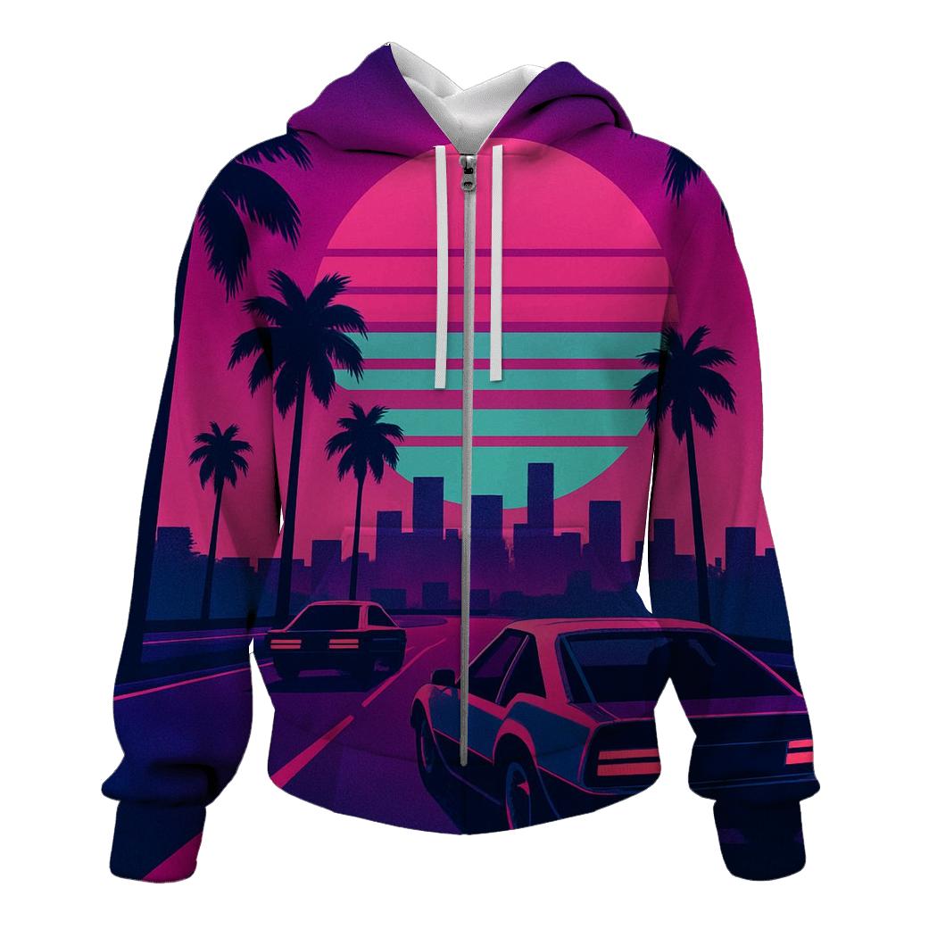 Neon Sunset Boulevard pullover hoodies