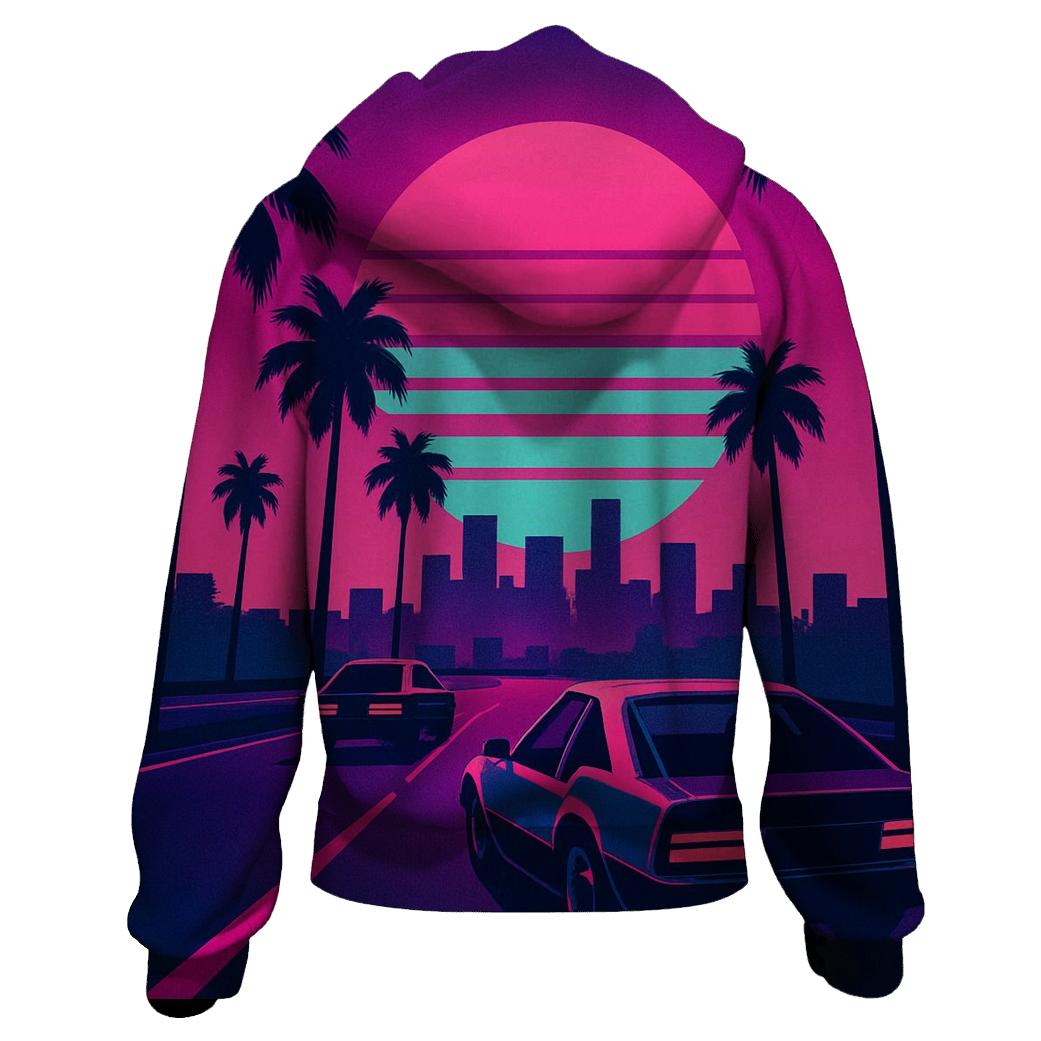 Neon Sunset Boulevard pullover hoodies